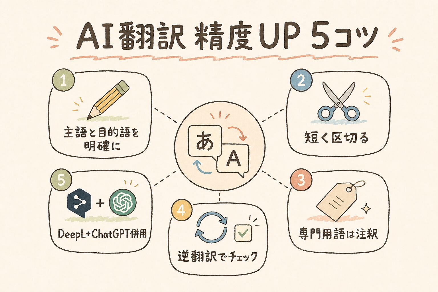 AI翻訳精度UP 5コツ