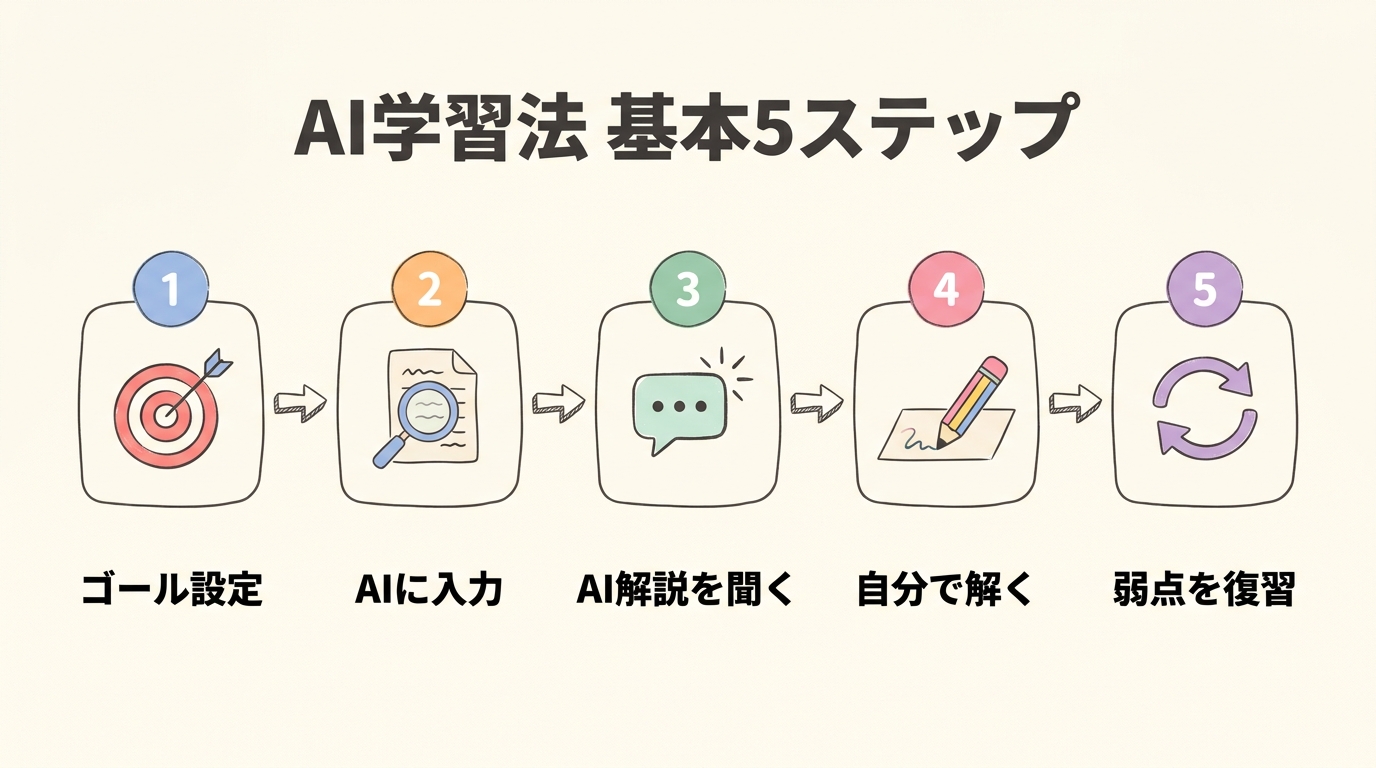 AI学習法基本5ステップ図解