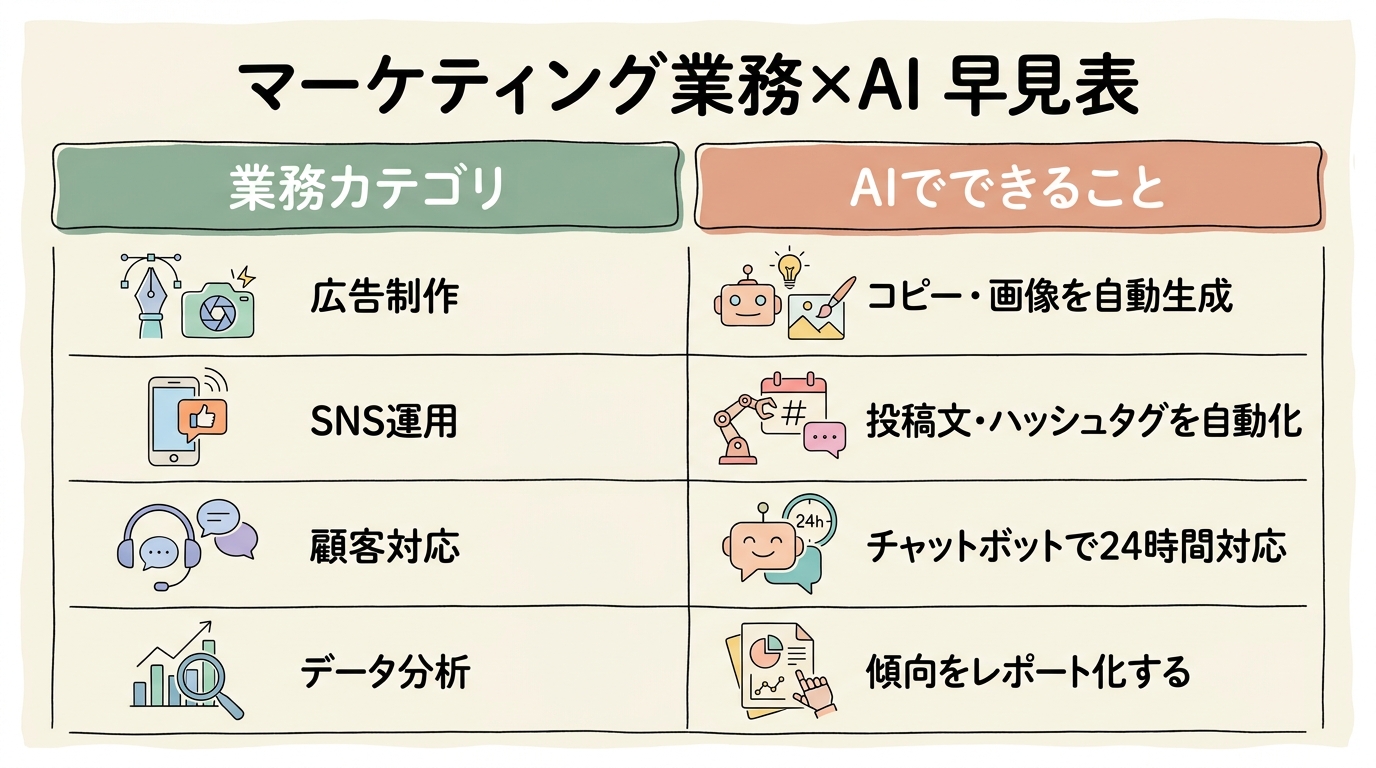 マーケティング業務×AI早見表図解