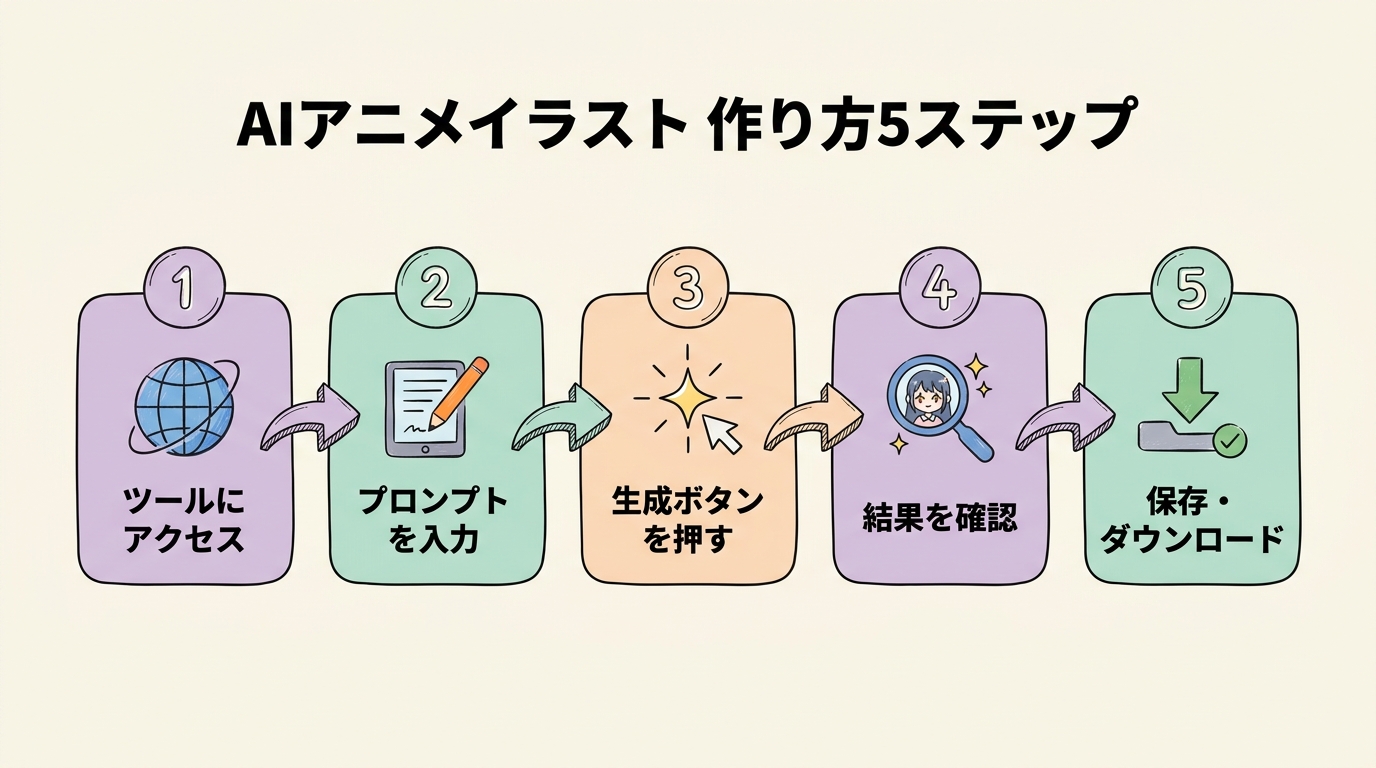 AIアニメイラスト作り方5ステップ図解