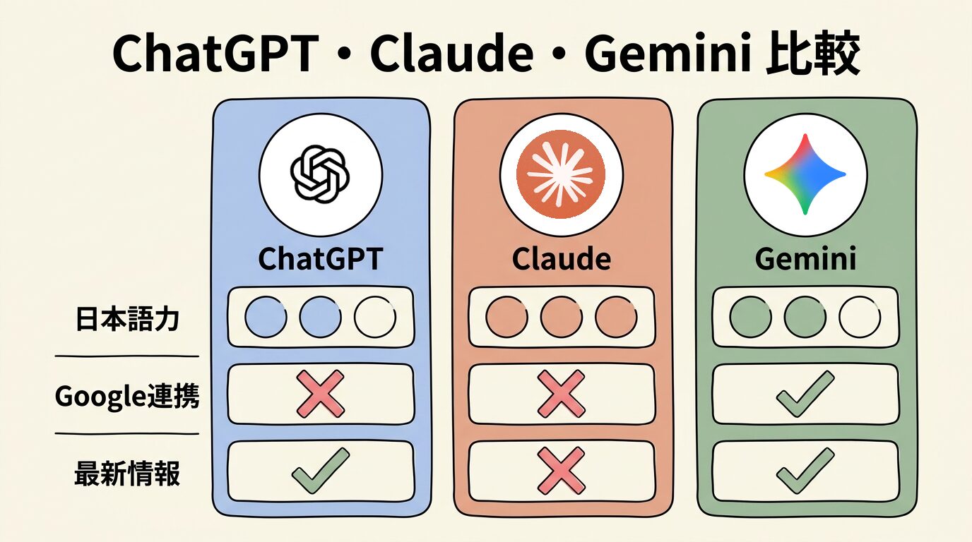 ChatGPT・Claude・Gemini比較図解