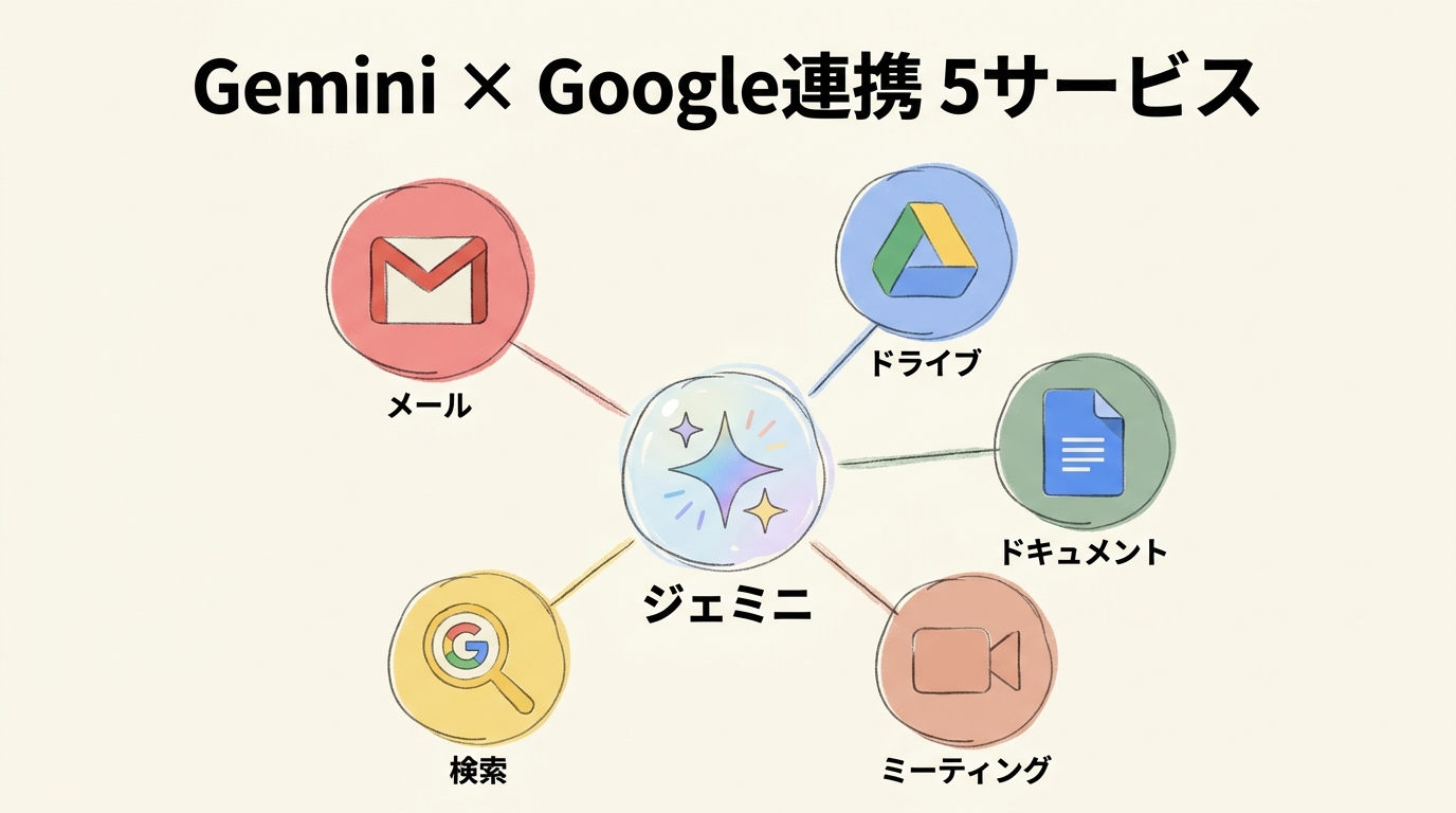 Gemini × Google連携5サービス図解