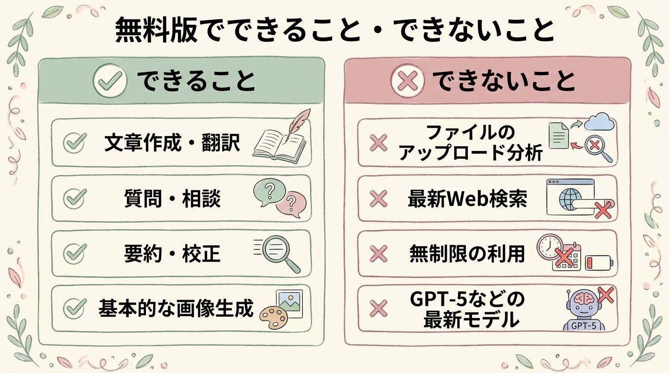 無料版でできること・できないこと図解