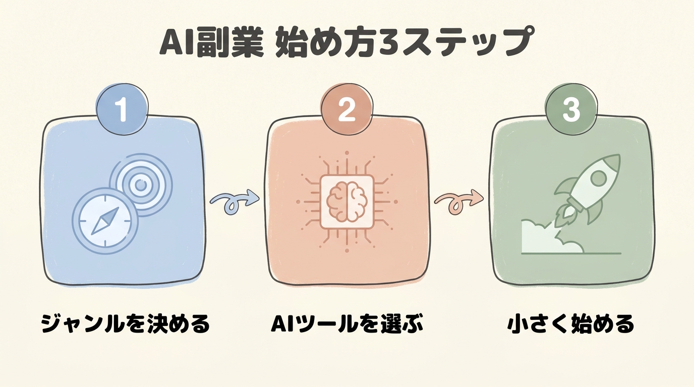 AI副業の始め方3ステップ