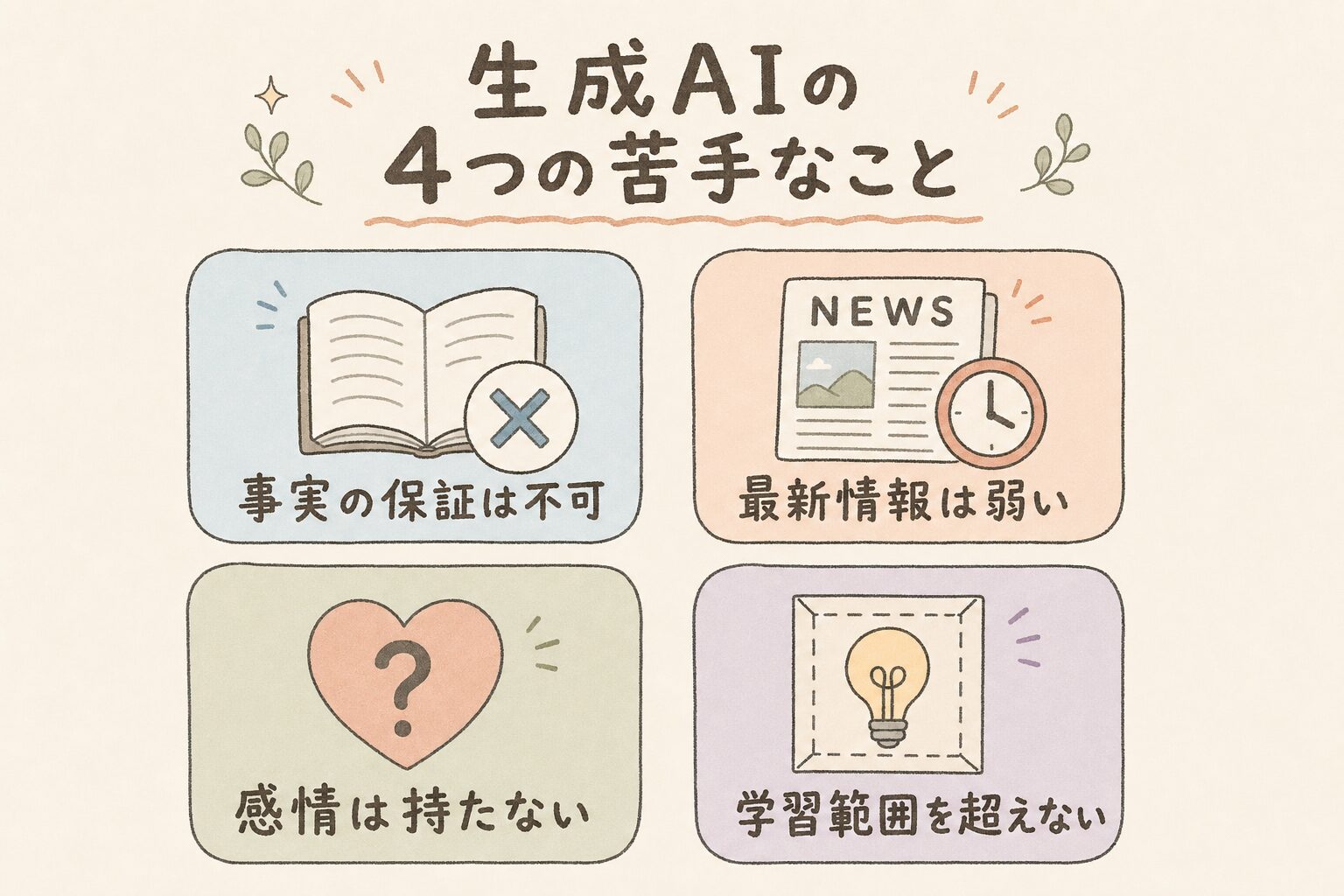 生成AIの限界を考えるイメージ
