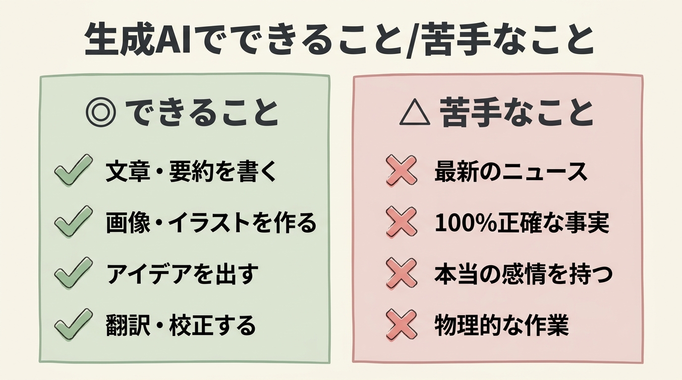 生成AIでできること・できないこと整理図