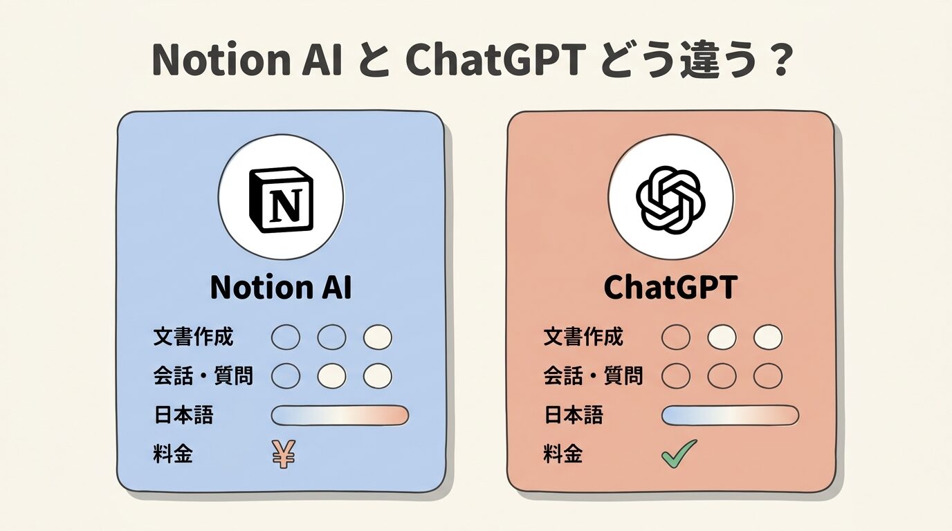 Notion AIとChatGPTの比較図