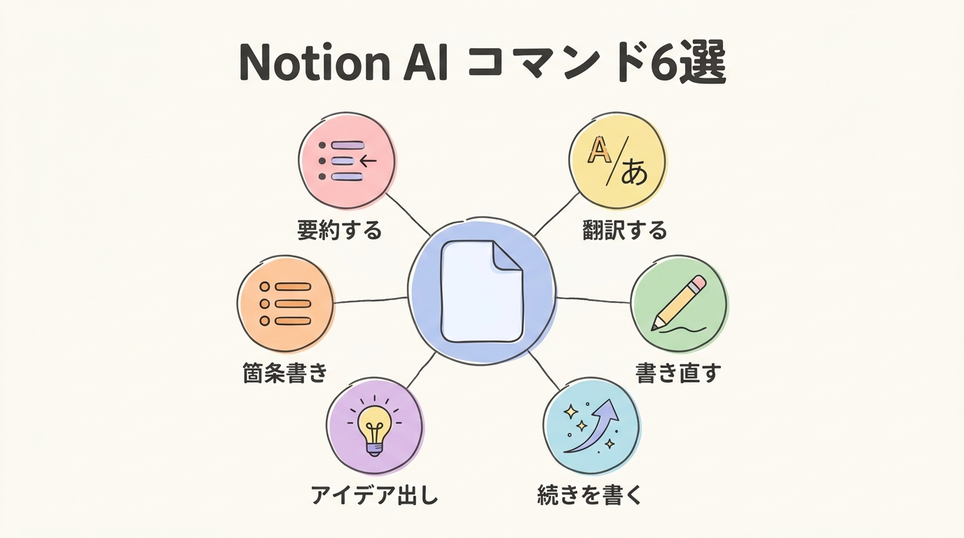Notion AIコマンド一覧の相関図