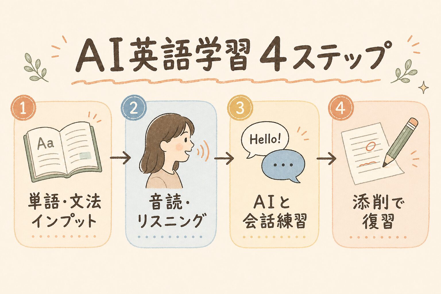 AI英語学習 4ステップ