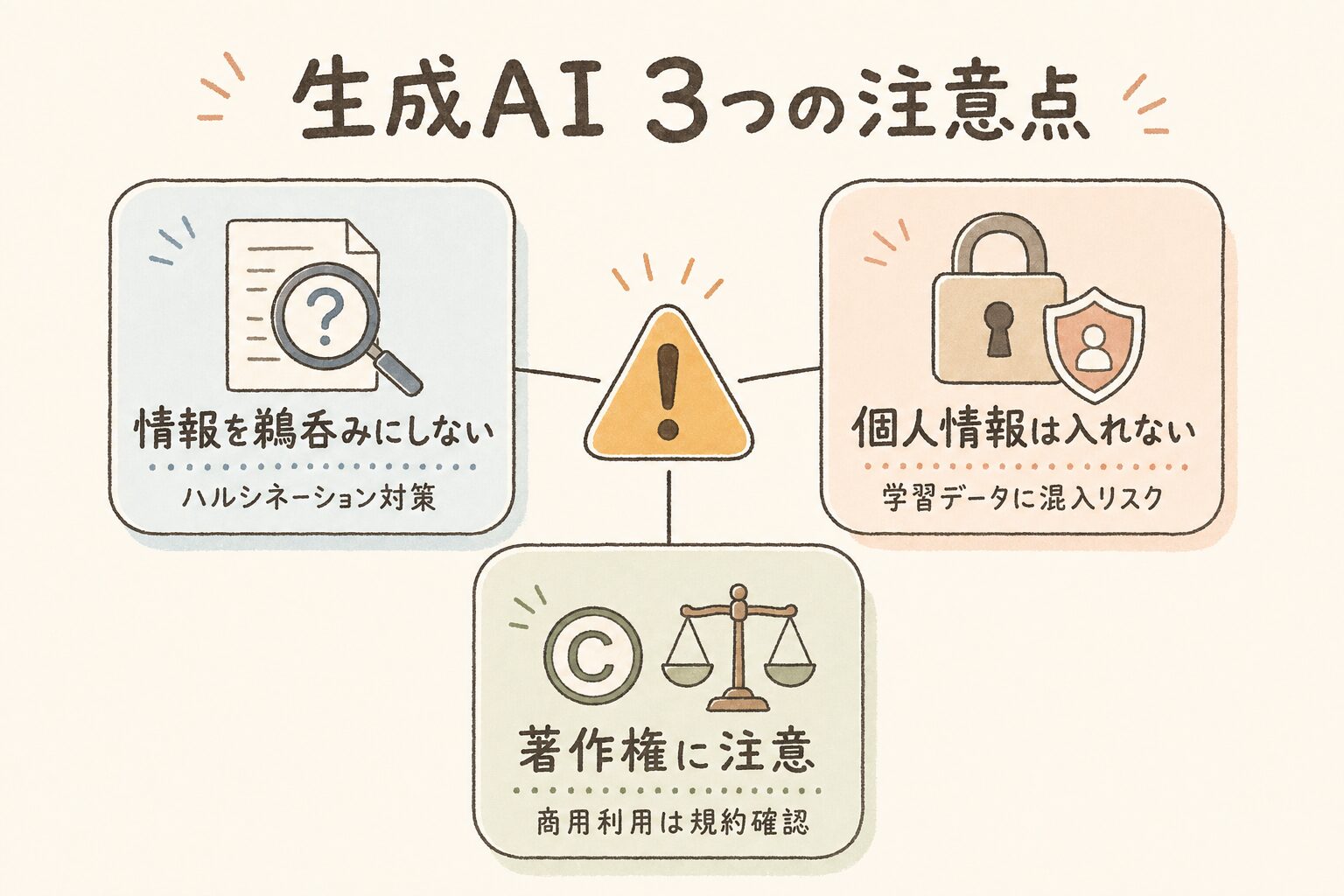 生成AI利用の注意点を考えるミナミ