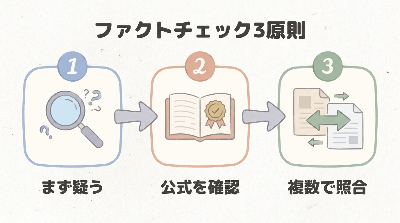 ファクトチェック3原則フロー図